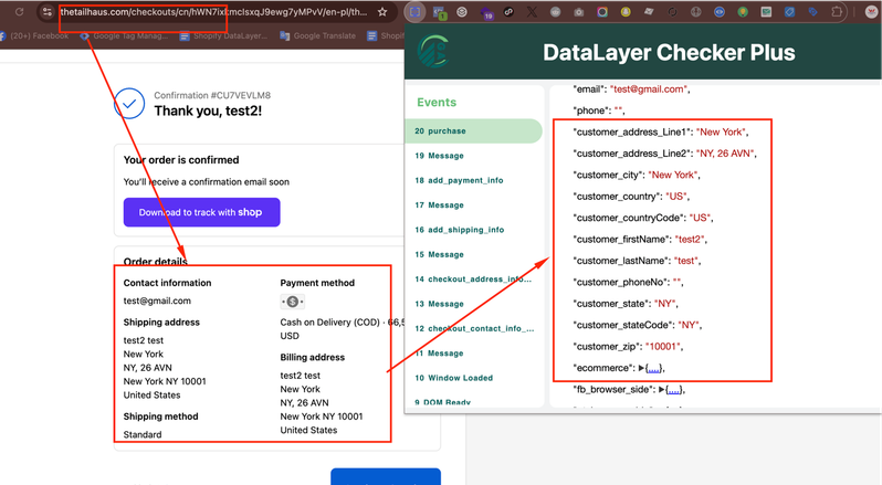 User data showing under Purchase event to improve Event Match Quality