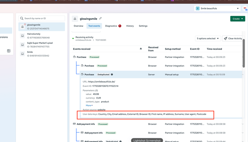 Purchase event firing with enriched user parameters